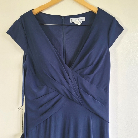 Ieena for Mac Duggal, V-Neck Ruched‎ Jersey Gown, Navy, Size 10, NWT - Picture 7 of 10